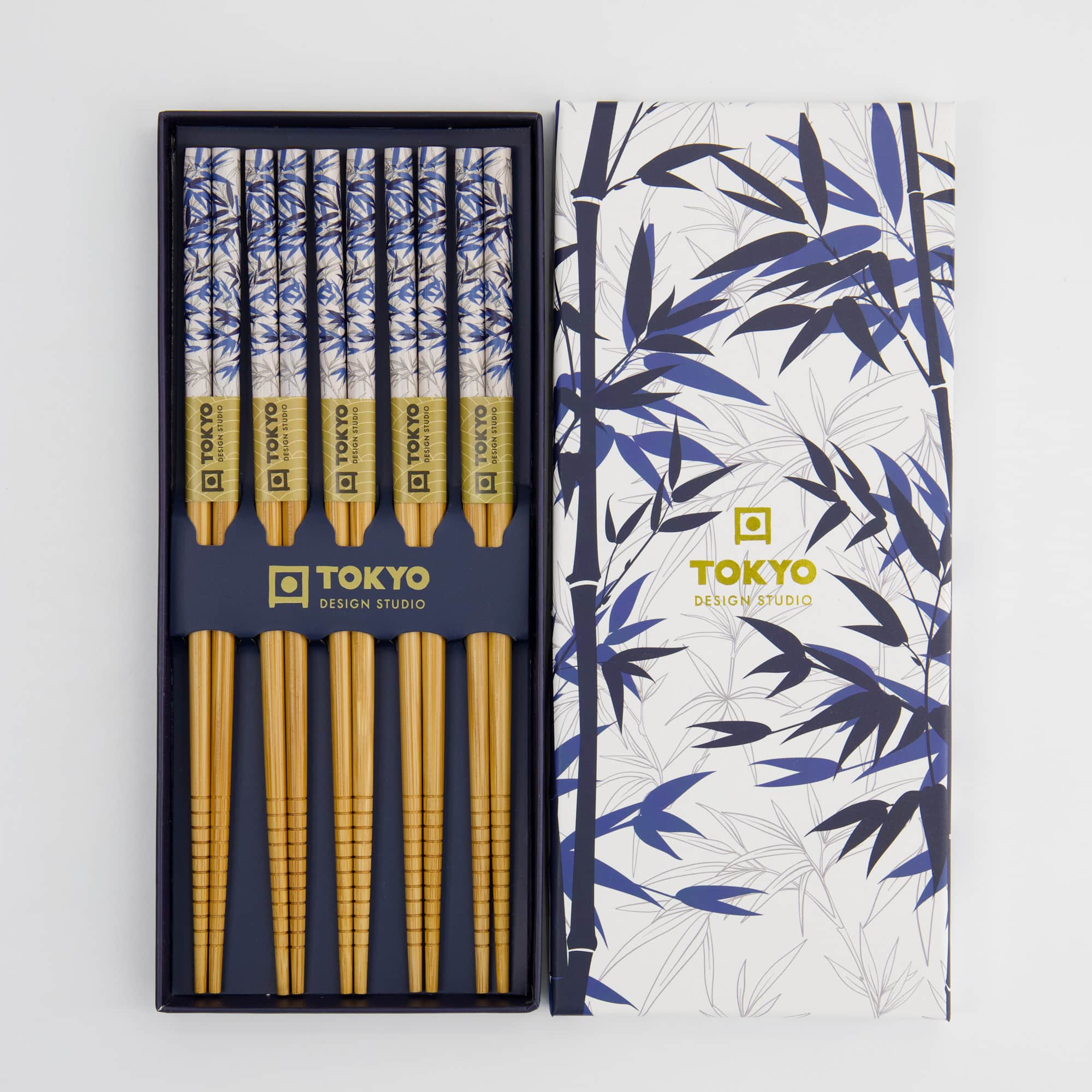 Tokyo Design Studio - Chopstick Gift Set - Blue Bamboo - Five Piece - Image 2