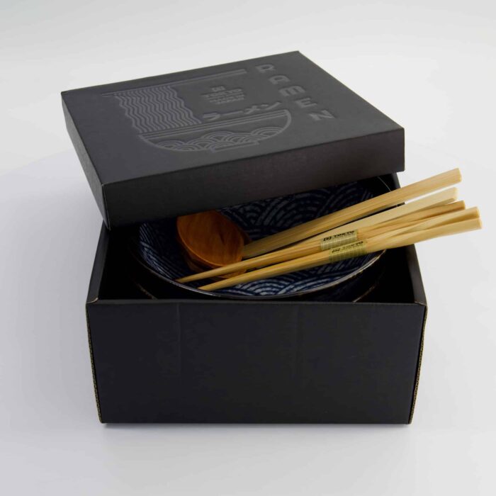 Tokyo Design Studio - Aisai Seigaiha - Ramen Bowl Gift Set - 6pcs - Blue - 21.5x9cm - 1300ml - Image 4