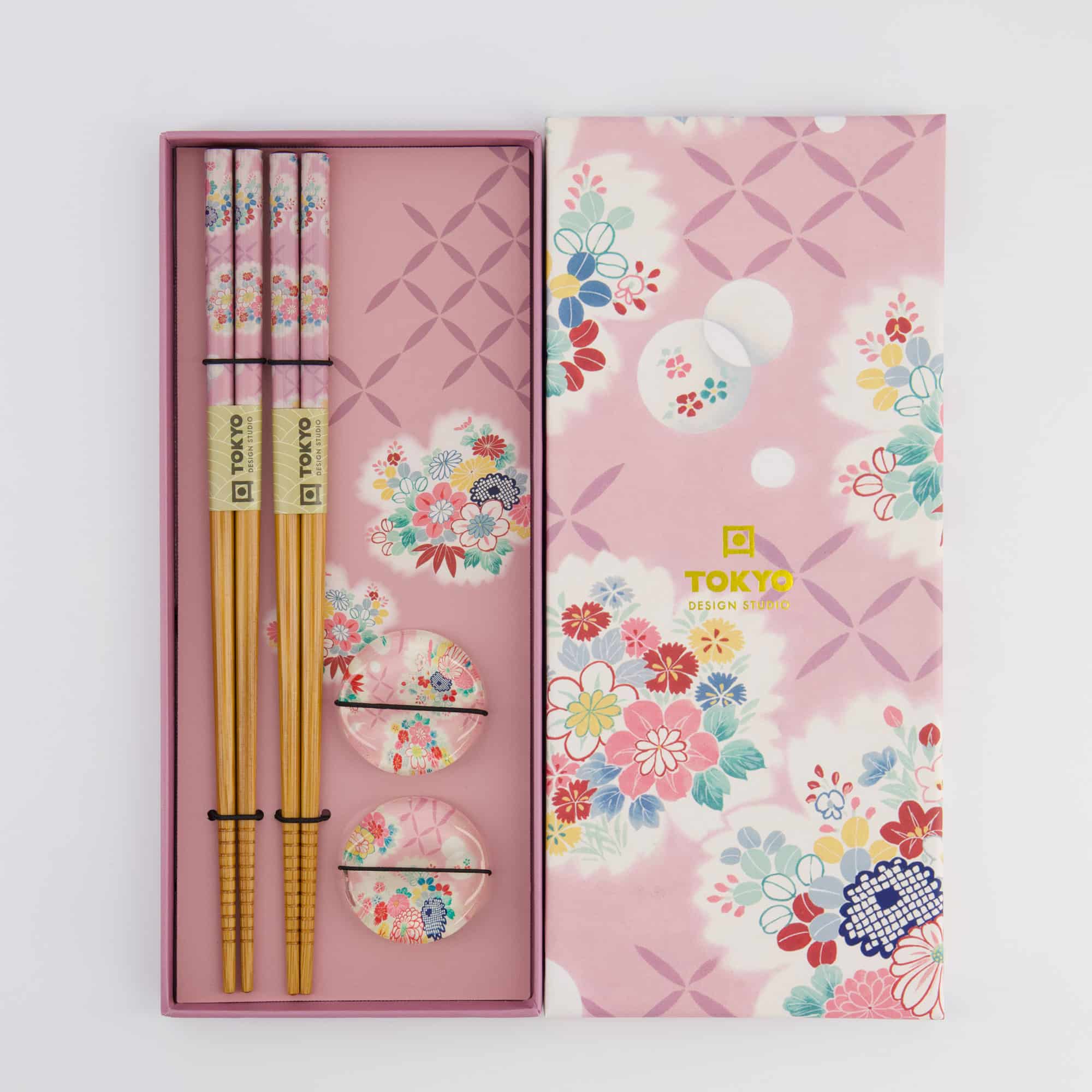Tokyo Design Studio - Chopstick Giftset - Pink Flower - 4-Piece Set - Image 3