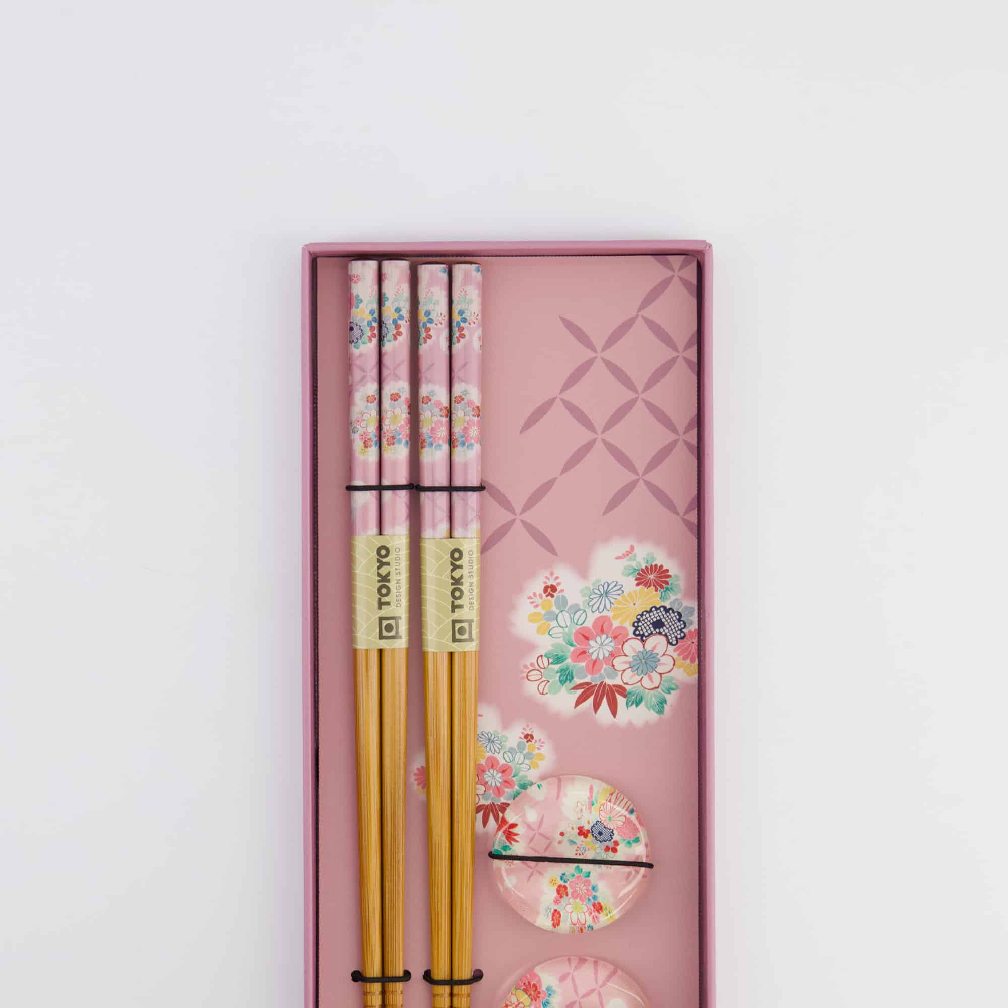 Tokyo Design Studio - Chopstick Giftset - Pink Flower - 4-Piece Set - Image 4