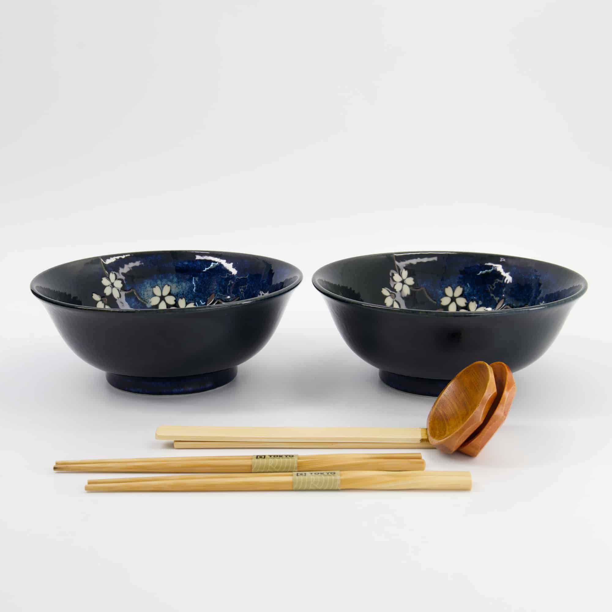Tokyo Design Studio - Cobalt Blue Sakura - 6pcs Ramen Gift Set - 20.5x8cm - 1200ml - Image 3