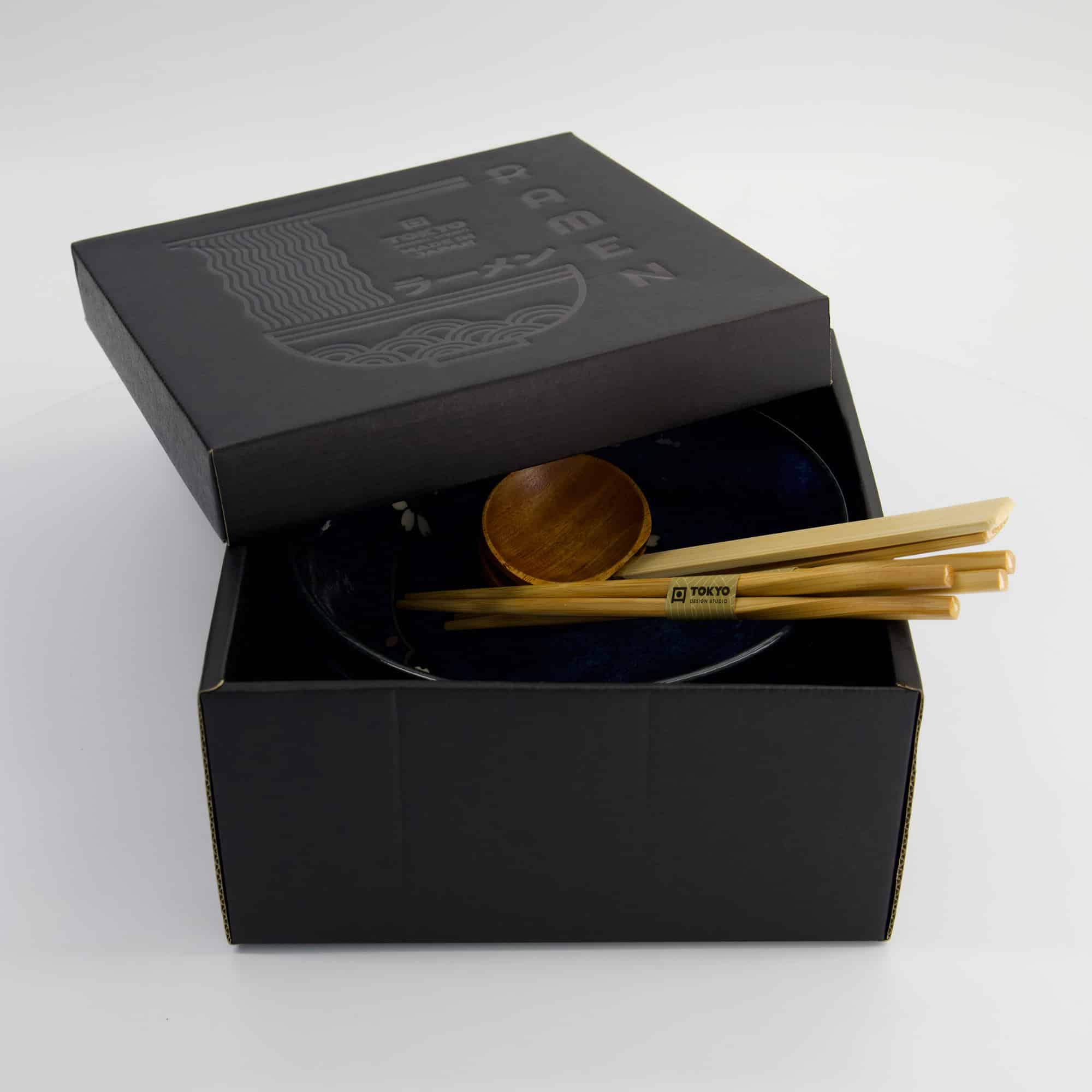 Tokyo Design Studio - Cobalt Blue Sakura - 6pcs Ramen Gift Set - 20.5x8cm - 1200ml - Image 4