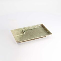Tokyo Design Studio - Mino Craft Rechthoekig Verdeeld Bord - 21.2x13x2.8cm - Yamasan Groen