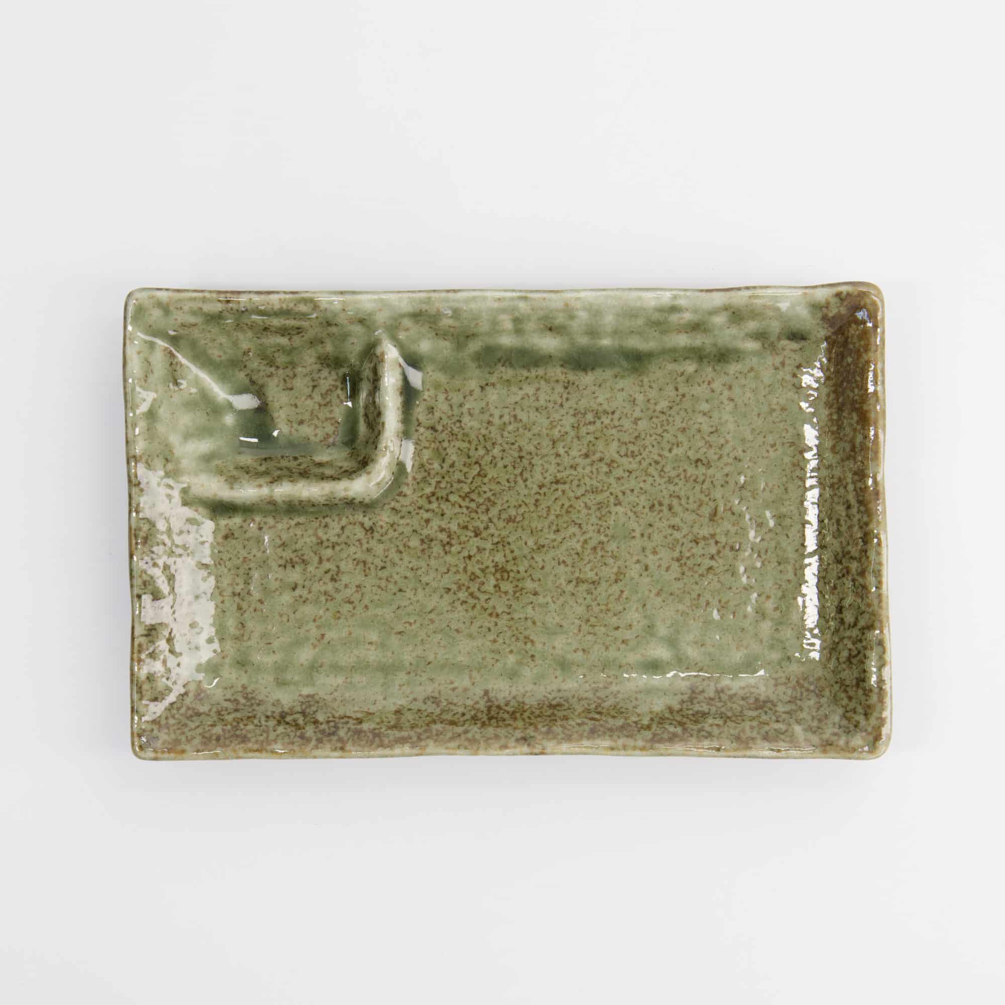 Tokyo Design Studio - Mino Craft Rectangular Divided Plate - 21.2x13x2.8cm - Yamasan Green - Image 6