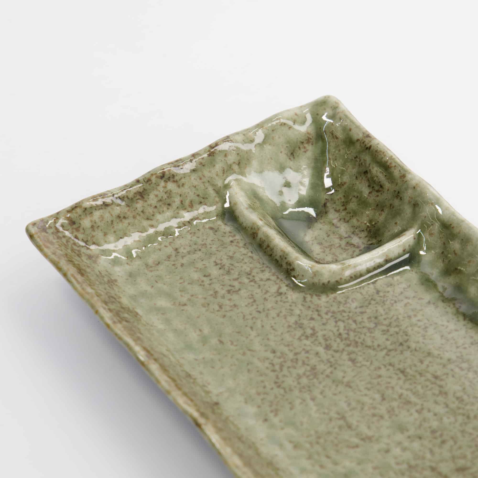Tokyo Design Studio - Mino Craft Rectangular Divided Plate - 21.2x13x2.8cm - Yamasan Green - Image 4