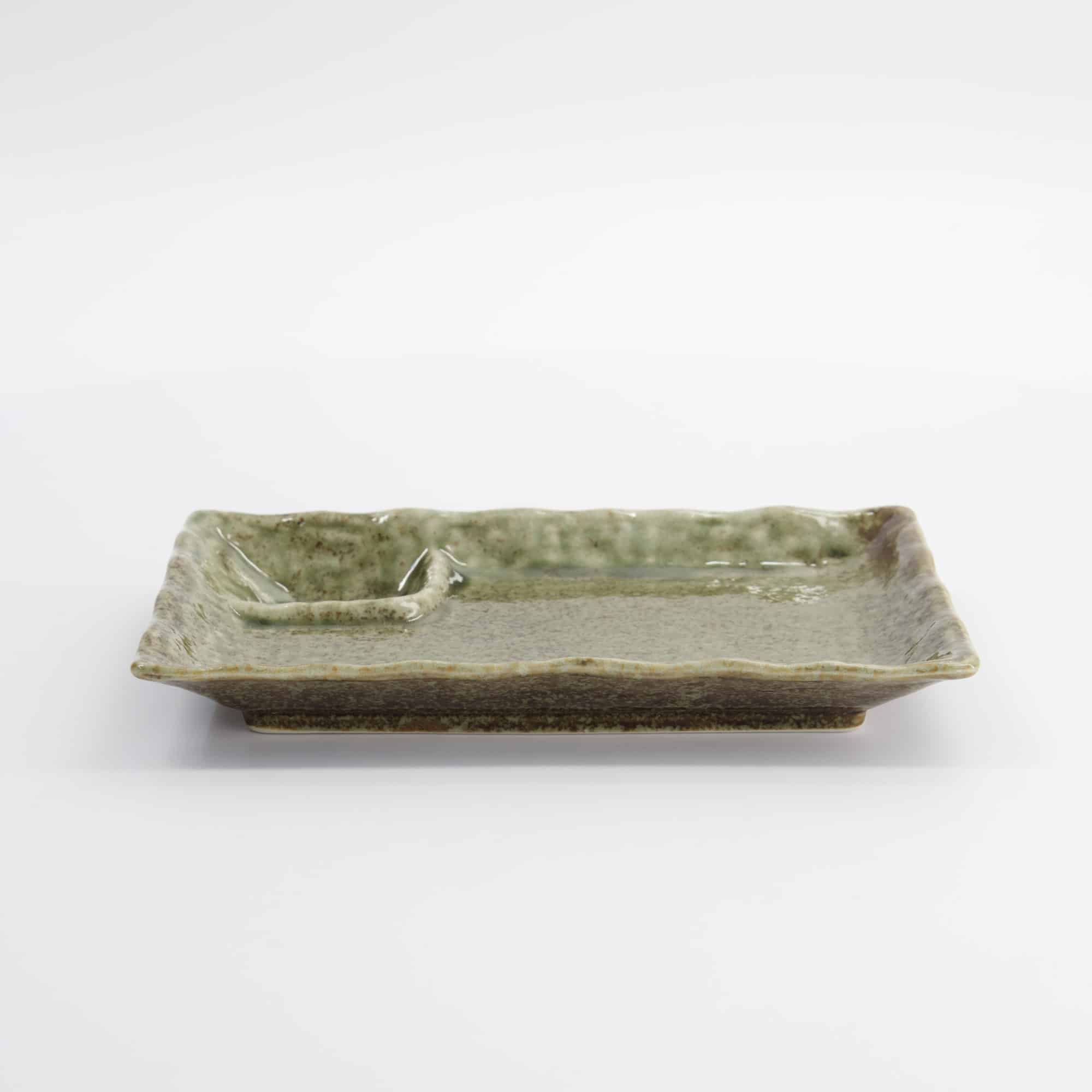 Tokyo Design Studio - Mino Craft Rectangular Divided Plate - 21.2x13x2.8cm - Yamasan Green - Image 7