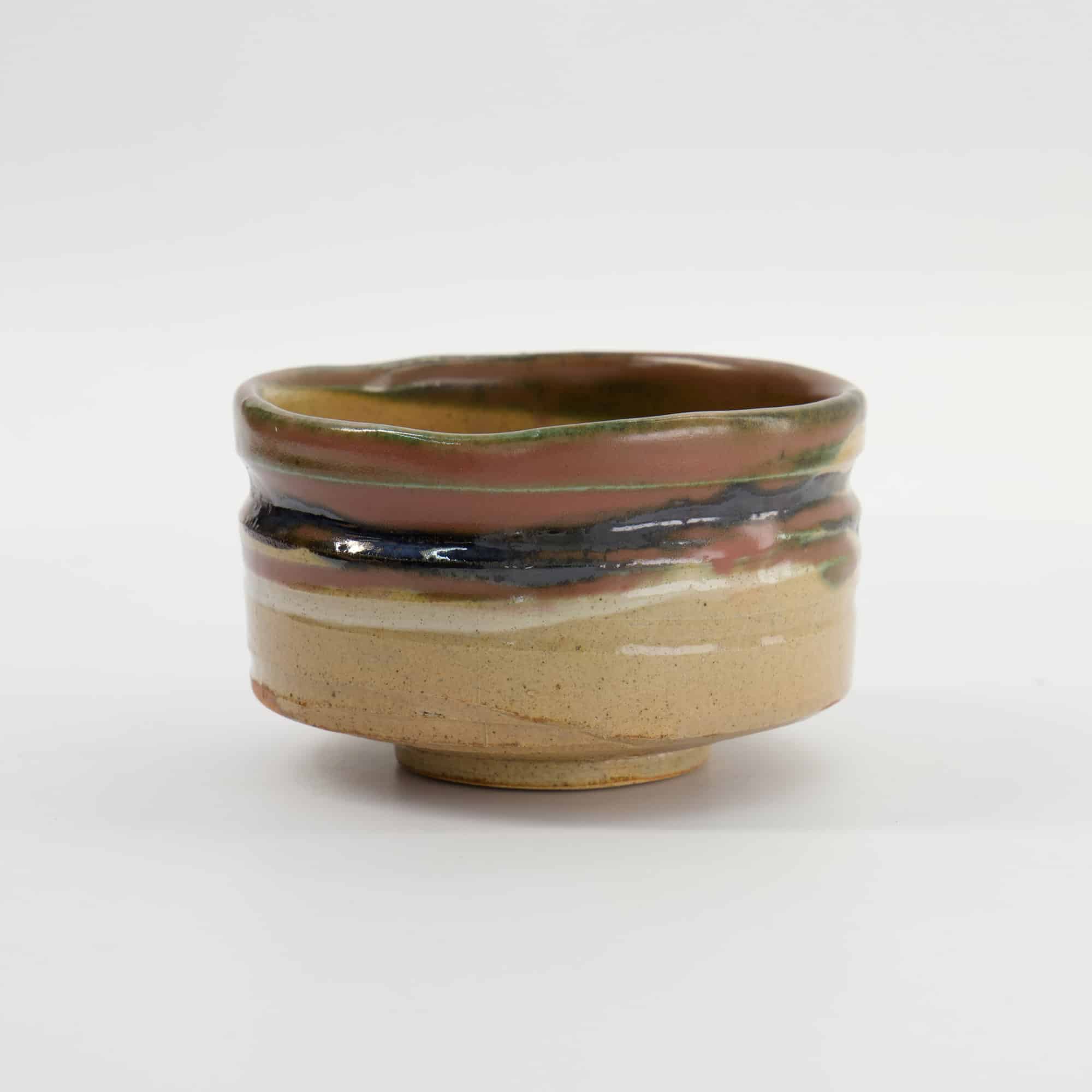 Tokyo Design Studio - Matcha Bowl - Cha Oribe - 13x8cm - Green/Brown - Image 4