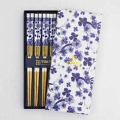 Tokyo Design Studio - Eetstokjes Geschenkset - Blauwe Bloem - 5 Paar