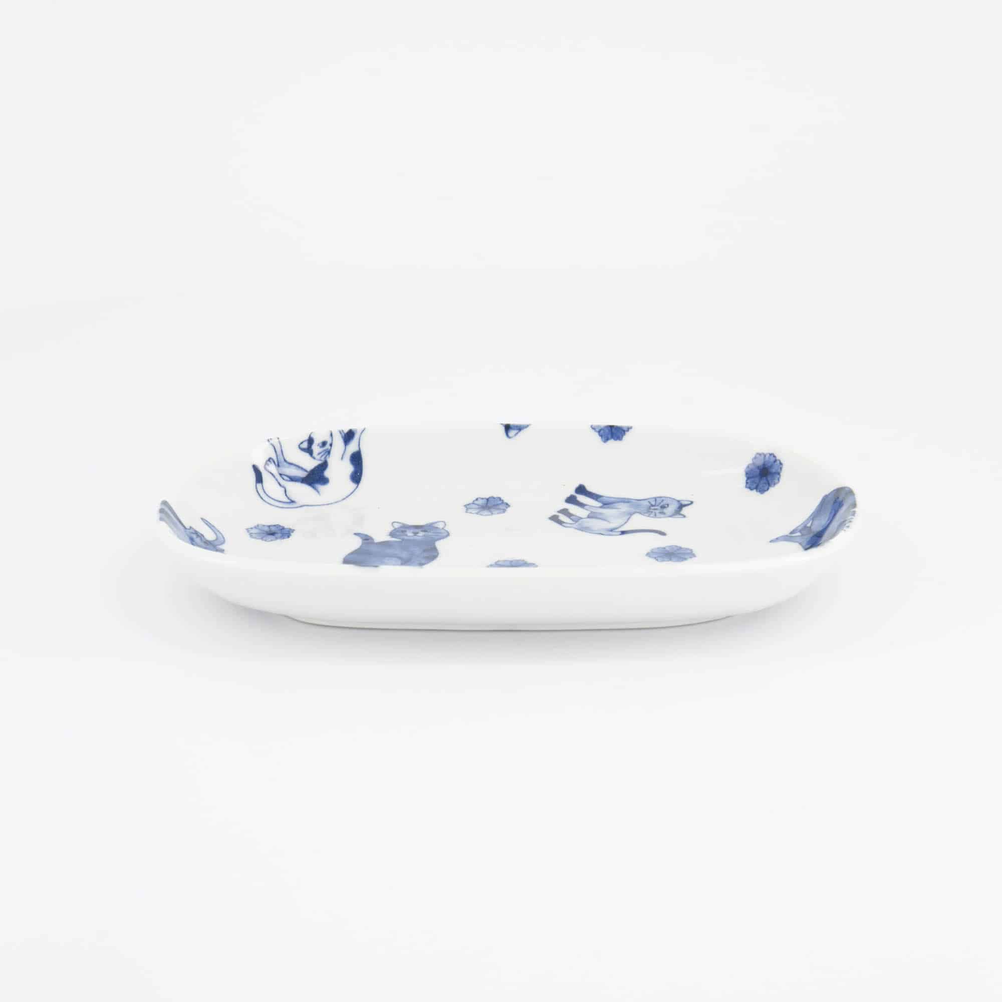 Tokyo Design Studio - Kawaii - Hananeko - Cat - Oval - Plate – 18.7 x 12.8 x 2.5 cm – Blue - Image 4